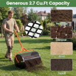 24" Lawn Topdressing Spreader with 0.75"×0.5" Mesh, Compost Spreader for Soil Sand Fertilizer Orange - Image 8