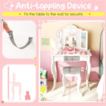 White Kids Vanity Set with Tri-Folding Acrylic Mirror & Drawer, 2-in-1 Convertible Design (3+ Ages)​ - Image 8