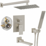 Male NPT Folding Bathtub Shower Faucet, Rain Shower Head System with Bath Tub Faucet Set and Handheld for Bathroom, Brushed Nickel 3 Function[Unable ship on weekends, TK/TEMU only for pickup, only TX10643 warehouse supports GOFO]