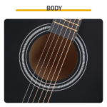 Matte black 41-inch Dreadnought barrel-shaped cutaway acoustic guitar with pick, strings, capo, gig bag, tuner, wrench tool, and shoulder strap - Image 11