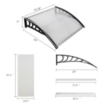 Polycarbonate Door Awning with Black Brackets (Shipment from Walmart) - Image 2