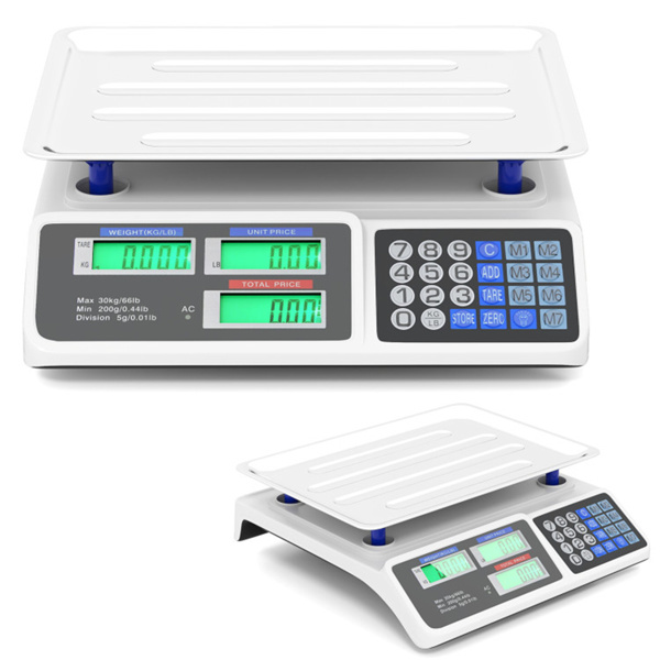 66lb/30kg Digital Produce Scale: 0.01lb/5g Precision, Dual Backlit LCD, 3 Power Options, Detachable Stainless Steel Platform for Market/Deli