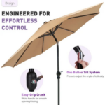 9FT Outdoor Patio Umbrella Market Table Polyester Fabric Canopy Iron Frame 8 Ribs UV Protection Waterproof,Khaki(New) - Image 4
