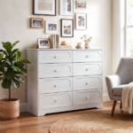 8-Drawer P2 MDF Painted Drawer Cabinet 41.34*14.96*35.43in White - Image 11