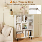 7 Cube Bookcase 3-Tier Modern Storage Organizer with 4 Metal Legs Bookshelves - Image 7