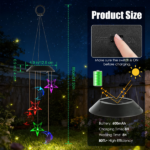 2PCS-Outdoor Solar Wind Chimes, Moon and Star Color Changing LED Light, Waterproof Hanging Decor for Patio Garden Yard, Perfect Gift - Image 7