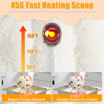 Rechargeable Heated Ice Cream Scoop 45s Fast Heating Up to 158°F, 2000mAh Cordless Self Heating Ice Cream Scooper with 5 Mins Auto Shutoff, IP66 Waterproof Non-Stick Scoop for Gelato Frozen Yogurt Café Home Party - Image 5