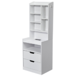 2 Drawers + 1 Shelf + 6-Shelf BedsideTable US Standard Power Supply (1 USB + 1 Type-C + 2 Triple-Prong) Storage Locker P2-12MM Particleboard Laminated Storage Cabinet 17.32*13.78*50in White - Image 4