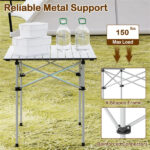 Silver 28" Foldable Camping Table with Aluminum Top, 150 lbs Capacity Portable Picnic Table with Carry Bag - Image 9