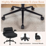Criss Cross Chair with Flip-Up Arms, Faux Leather Cross Legged Office Chair with Adjustable Height & Rocking Function -Gray - Image 10