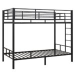 Black Twin Bunk Bed Square Tube High Guardrail Side Ladder Opening Iron Bed