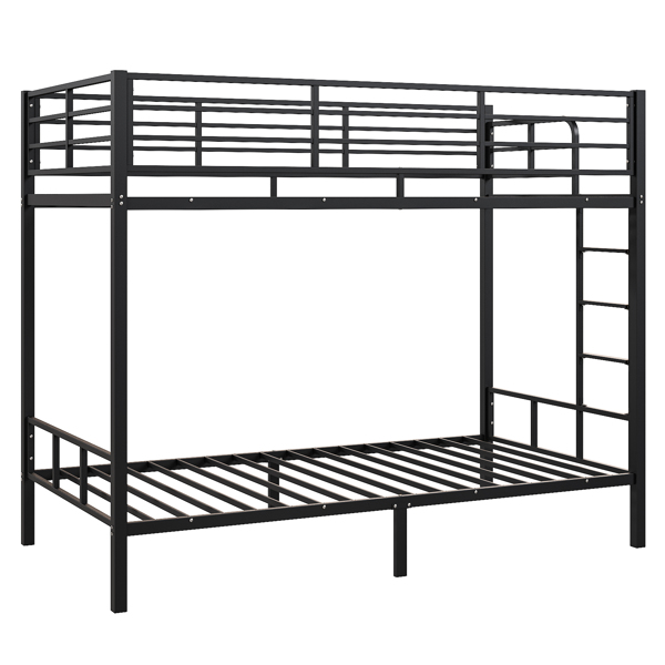 Black Twin Bunk Bed Square Tube High Guardrail Side Ladder Opening Iron Bed