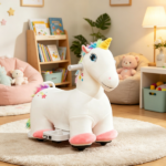 6V Electric Kids Ride On Unicorn: Battery Powered Animal Toy with Music, Foot Pedal & Forward Movement for Toddlers 18-36 Months - Image 4