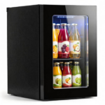 0.6 Cu.Ft Mini Beverage Refrigerator with Digital Touch Control 40°F-61°F Adjustable Thermostat, 360° Air Circulation Silent Compressor Cooler Blue LED Light Tempered Glass Door Holds 24 Cans Black - Image 4