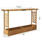Raised Garden Bed with Trellis, Hanging Roof, Planter Box, Drainage Holes, Vertical Plant Container for Vine Climbing Plant Flower, Standing Wood Planter for Garden Patio Yard, Teak - Image 2