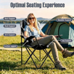 2 Pack Heavy Duty Folding Camping Chairs 330 LBS Capacity, 600D Oxford Padded Portable Outdoor Lawn Chairs with Cup Holder & Carry Bag - Black - Image 6