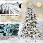 Artificial 6ft Flock LED-lit Christmas Tree with 594PE/PVC Mixed Branch Tips,Hinged Premium & Foldable Base for Indoor Holiday Decorating - Image 10