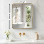 Anti-Fog Bathroom Wall Mirror – 30" x 36" Shatterproof Vanity Mirror with Rectangular Metal Frame, Gold (Shipment from Walmart) - Image 3