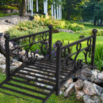 102*51*43cm Garden With Round Iron Ball Flat Top Handrail Garden Iron Bridge Black - Image 9