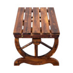 2-Person Rustic Garden Bench, Outdoor Wagon Wheel Porch Bench for Backyard Patio Garden, Brown - Image 5