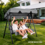 68*43*60 inch Dark Gray KD Style with Cushion Canopy Iron Oxford Fabric 250kg Iron Swing Set - Image 7