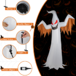 Replace 50904039 12ft 4pcs LED Lights Giant Scary Ghost Flames and Flashing Red Eyes Inflatable Halloween Decoration - Image 6