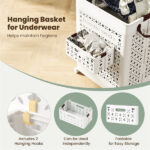 20 Gallon Foldable Laundry Hamper with Mini Hanging Basket, PP Hollow Design with Wheels - Image 8