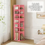 7-tier, 360° rotating wood-plastic composite shoe rack, 60*60*184cm, pink - Image 13