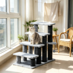 Cat Tree Tower with Cat Stair Steps, Scratching Post and Hanging Play Ball, for High Bed, Sofa, Indoor and Outdoor - Image 7