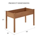 Bed - Cedar Planter with Non-Woven Liner, Bottom Drainage, 30-Inch Height, 48 x 24 x 30 in Sizes for Outdoor Plants Brown (Shipment from Walmart) - Image 2