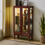 Curio Cabinet Lighted Curio Diapaly Cabinet with Adjustable Shelves and Mirrored Back Panel, Tempered Glass Doors - Image 17