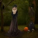 5.7ft Halloween Decorations Outdoor Life Size Animatronics Wizard with Pumpkin Face, Sound-Actived Party Decor with Creepy Sound , Scary Haunted House Props for Garden Yard Lawn - Image 14