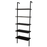 5-layer wall-mounted household steel-wood shelf, density board, iron frame, 61*30.5*182.88cm, black walnut color board, black frame - Image 5