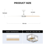 52 inch Modern Ceiling Fan with Lights,Remote Control, 3 Plywood Blades,6-Speed,Dimmable, Noiseless Reversible DC Motor,Indoor/Outdoor Ceiling Fan for Living Room Bedroom patio, 3D-X3[Unable ship on weekends, TK/TEMU only for pickup, only TX10643 warehouse supports GOFO] - Image 2