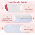 Pink + Beige Kids Sofa, Soft Teddy Fleece Foam Couch with Carry Handle & Removable Machine-Washable Cover - Image 5
