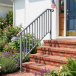 Handrails for Outdoor Steps, Iron Handrail Fits 4 Step, Transitional Handrail with Installation Kit, Silver - Image 5