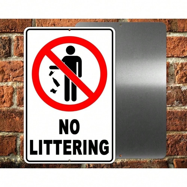 CIFbuy Commercial No Littering Sign Weatherproof Fade Resistant Metal Signage (TikTok, temu pick-up service)