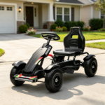 Black Kids Pedal Go Kart – Outdoor Ride on Toys with Handbrake, 4 Non-Slip Wheels for Park Fun Ages 5-12 - Image 4