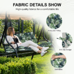 Outdoor Swing Cushions 55 Inch, Waterproof 4" Thick Porch Swing Cushion Replacement with Backrest and Ties, Comfortable 2-3 Seat Pation Swing Pad for Backyard, Garden, Lawn, Outdoor Furniture palm - Image 3
