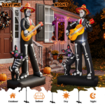 7.3ft Ghostly Musician with Dog, 6 LEDs, Black, White, Orange, Halloween Inflatable Decoration, 1500mA, 12V, US Standard - Image 9