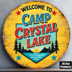 CIFbuy 1pc Vintage Camp Crystal Lake Sign 8x8in Round Metal Plaque, "Round Metal" Plaque, Welcome Wall Decor for Game Room Bar Garage TikTok, ikTok, temu Self-pickup Logiraics - Image 4