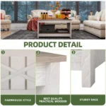 Rustic Farmhouse Coffee Table with Half-Open Storage, Square Rustic Wood Cocktail Table for Living Room, Grey Wash (Shipment from Walmart) - Image 6