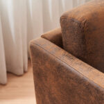97*71*74cm 1.5 Seats Hot Stamping Cloth Surrounding Chair With Pillow Indoor Circle Chair Dark Brown - Image 21