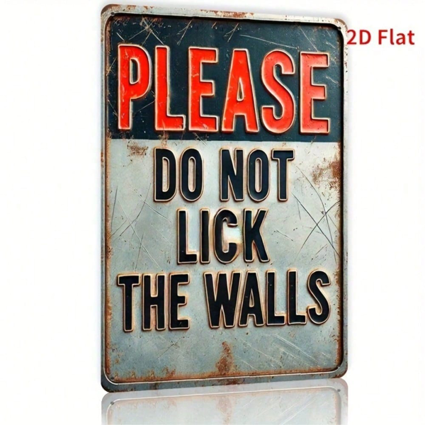 CIFbuy 1pc "Please Do Not Lick The Walls" Funny Metal Sign, Vintage Distressed Iron Wall Art, Humorous Rustic Decor For Home Bar Cafe O TikTok, TikTok, Iron Wall Art Self-pickup Logiopics