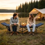  Navy Foldable Heavy Duty Camping Cot 330LBS, Portable Outdoor Sleeping Bed with Cushion & Carry Bag for Camping Office Nap - Image 11