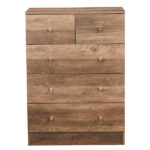 Gray particleboard with linen-textured melamine finish, 66*40*91cm, 3+2 drawers, drawer cabinet with matte gold handles - Image 3