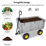 3-in-1 Oversized Steel Garden Cart , 880lbs Pullable Mesh Metal Garden Cart, All-Terrain Utility Cart with Removable Liner & Side Panels & Mesh Tray for Outdoor Lawn, Patio and Landscaping, Gray - Image 3