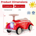 Kids Ride On Sliding Car, Foot-to-Floor Toy with LED Lights & Horn (Red 19-36 Months) - Image 3