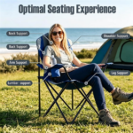 2 Pack Heavy Duty Folding Camping Chairs 330 LBS Capacity, 600D Oxford Padded Portable Outdoor Lawn Chairs with Cup Holder & Carry Bag - Navy - Image 4