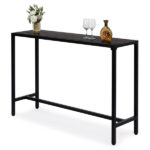 Replace 15354251 55" Outdoor Bar Table with Adjustable Feet, Rectangle Narrow Counter Height Table, Ideal Bar Height Table for Balcony Patio Garden Yard Poolside, Black - Image 7